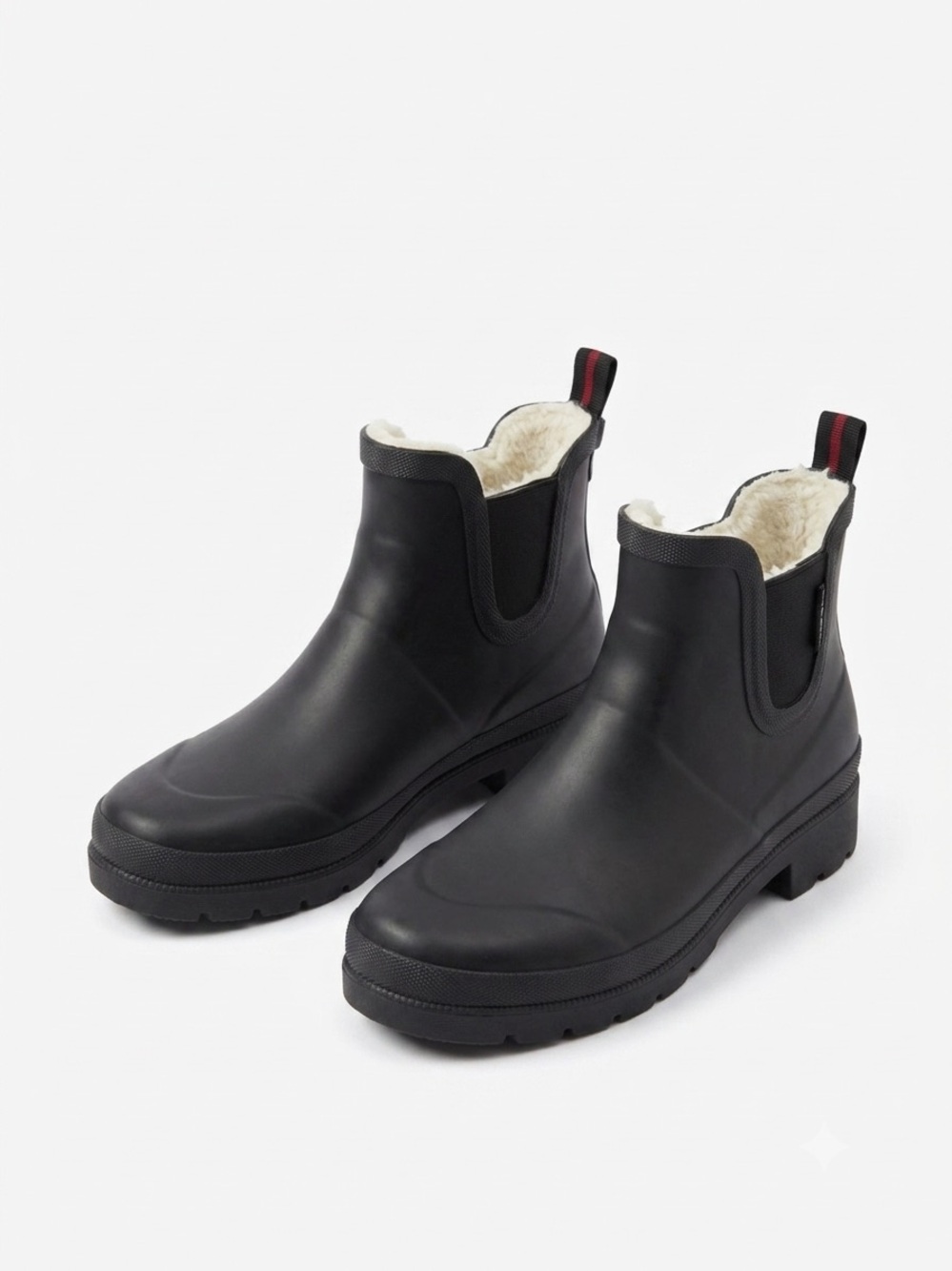Tretorn Womens Rain Boots Sz 7 Chelsea Black Rubber Fur Lined Lina Ankle Booties